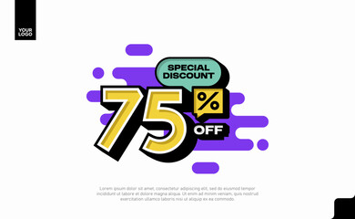 Special Discount 75 Percent Off Banner Design in Modern Yellow and Purple Style
