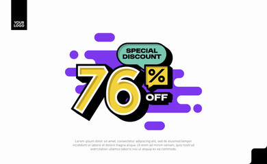 Special Discount 76 Percent Off Banner Design in Modern Yellow and Purple Style
