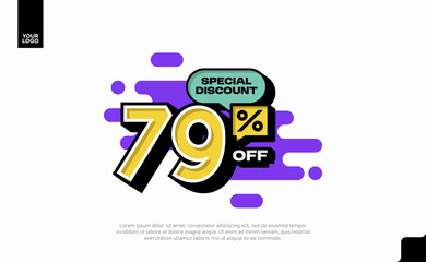 Special Discount 79 Percent Off Banner Design in Modern Yellow and Purple Style