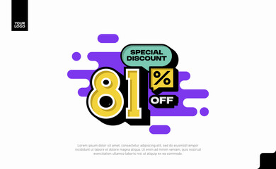 Special Discount 81 Percent Off Banner Design in Modern Yellow and Purple Style