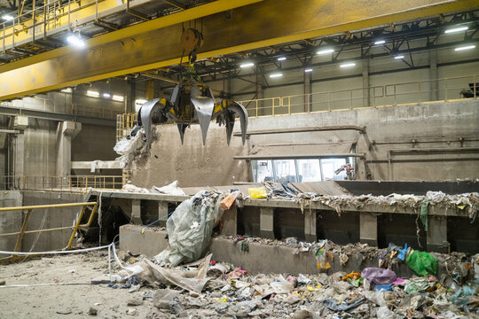 Machinery Processing Waste At Waste-to-energy Power Plant