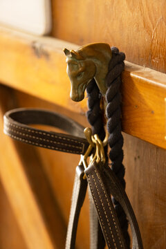 Horse tack in barn 
