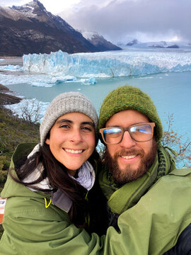 Scenic Glacier Selfie in Patagonia
