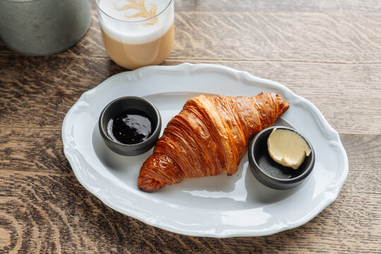 Croissant with Butter and Jam