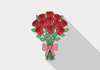 Beautiful bouquet of red roses tied with a pink ribbon for a special occasion.