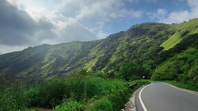 A beautiful sunrise in the western mountains of karnataka state in india.