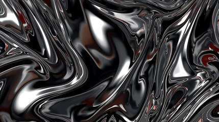 Abstract black liquid metal texture with dark and light reflections wallpaper 4k, generative ai