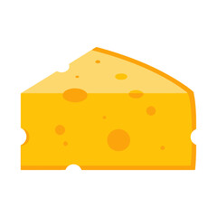 Stylized yellow cheese wedge illustration with characteristic holes, perfect for culinary, food, restaurant-themed design projects, and educational materials.
