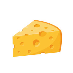 A vibrant cartoon illustration of a triangular yellow cheese wedge with characteristic holes, perfect for dairy, food, or snack-related concepts and designs.