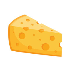 Deliciously crafted cartoon style cheese wedge with characteristic holes, perfect for dairy, food, snack, breakfast concepts, and culinary designs