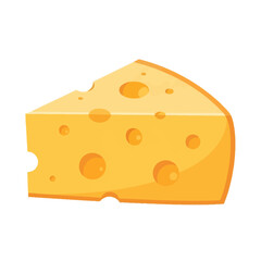 A delicious slice of yellow swiss cheese wedge with distinct holes and textured surface, perfect for culinary designs, food blogs, and recipe illustrations.
