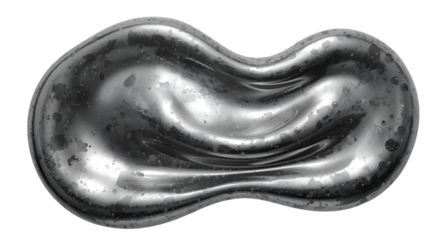 Shiny mercury blob isolated on transparent background with smooth surface wallpaper 4k, generative ai
