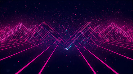 Abstract neon background with glowing lines and geometric shapes wallpaper 4k, generative ai