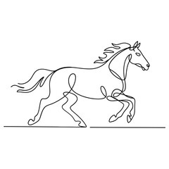 Elegant single line drawing of a galloping horse