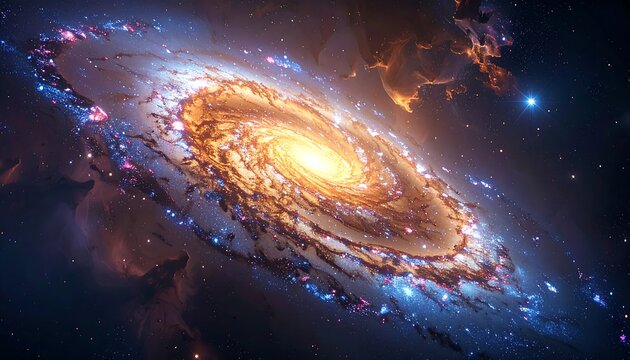 Vibrant spiral galaxy, cosmic dust and stars - Powered by Adobe