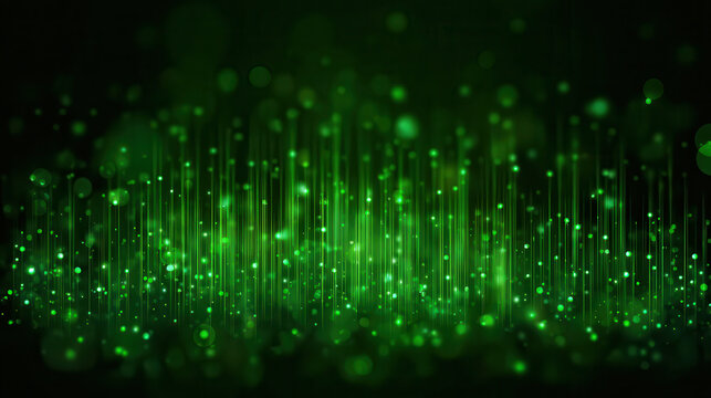 Abstract green digital network with glowing particles - Powered by Adobe