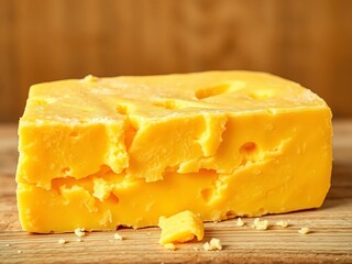 Aged cheddar block with sharp edges and crumbly texture, inviting and delicious,  ingredients,  block