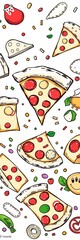Artistic pizza doodles, mouthwatering and fun sketch,  drawing,  creative