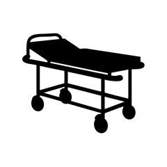 Silhouette of a hospital gurney or medical bed on wheels