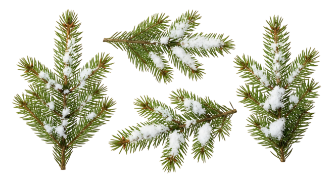 Snowy Fir Branch Winter Holiday Season Evergreen Decoration Festive Design Element