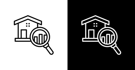 Real Estate Analytics  White Icon Set Design