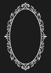 Black and white vintage Thai pattern oval picture frame