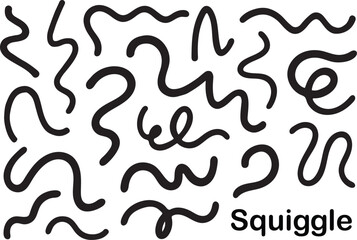 Abstract Squiggly Line Pattern Minimalist Doodle Shape Vector Illustration