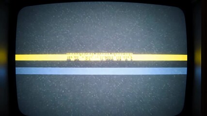 Vintage television static with yellow and blue lines overlay creating retro aesthetic visuals - Powered by Adobe