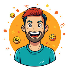 Funny cartoon monster character vector illustration with an ugly smile and crazy teeth