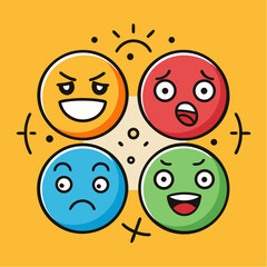 Funny cartoon monster character vector illustration with an ugly smile and crazy teeth