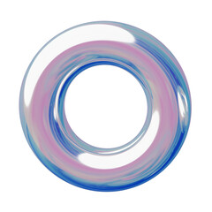 3d Set Geometry shape Torus or ring iridescent Abstract Metallic Color, realistic rendering element design