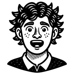 Funny cartoon monster character vector illustration with an ugly smile and crazy teeth