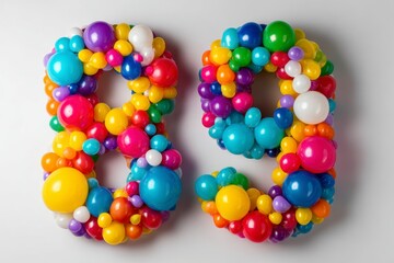 Colorful Balloons Forming Vibrant Numbers Eight and Nine Design