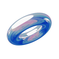 3d Set Geometry shape Torus or ring iridescent Abstract Metallic Color, realistic rendering element design