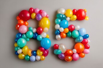 Colorful Balloon Arrangement Displaying Number Eighty-Five Celebration