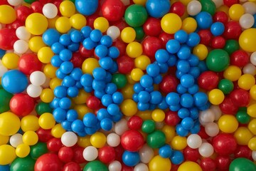 Obraz premium Colorful Arrangement of Plastic Balls in Various Sizes and Colors