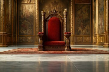 An old red wooden door in an ancient temple provides a beautiful architectural entrance with gold decoration and an antique style