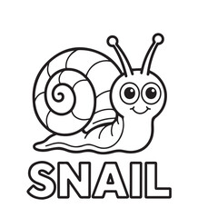 Outline of smiling snail with a patterned shell is shown with transparent background, kids, coloring page,  book , printable, easy, coloring, pages,