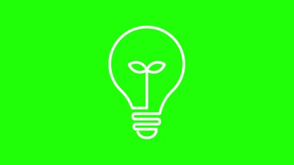 Light Bulb Icon in Leaf symbol save energy icon animated plant in bulb icon symbol protect environment eco neon 4k looping