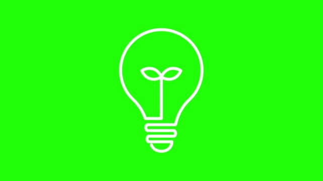 Light Bulb Icon in Leaf symbol save energy icon animated plant in bulb icon symbol protect environment eco neon 4k looping