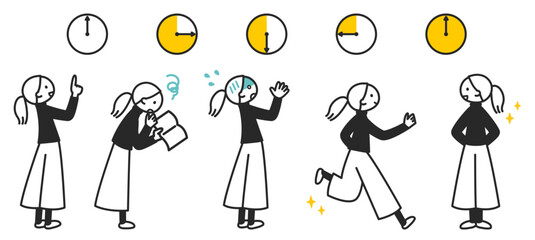 時間配分どおりにタスクを達成した女性