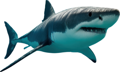Great white shark, powerful ocean predator swimming in the deep blue