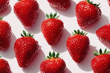 A vibrant display of ripe strawberries against a clean, white backdrop.