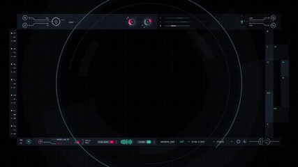 Futuristic Heads Up Display with Abstract Rotating Rings Animation. - Powered by Adobe