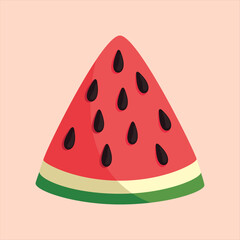 Fresh and juicy watermelon slice with black seeds on a light pink background perfect for summer themes and healthy eating promotion with a vibrant and refreshing feel