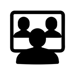 Online video conference call showcasing communication with three participants displayed on screen