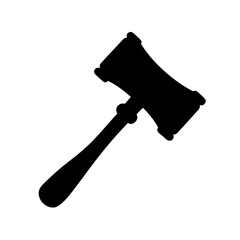 Silhouette of a gavel used in courtrooms for making legal decisions