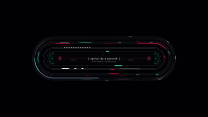 Futuristic HUD interface element with digital glitch and chromatic aberration effect on a black background. - Powered by Adobe