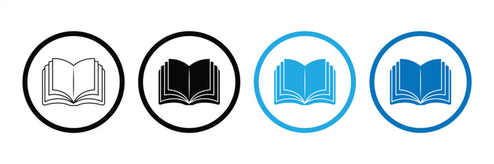 book icon set. Open book signs and symbols. Ebook icon, vector illustration