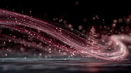 Pink Purple Particle Christmas Tree with Bokeh - Abstract Festive Art